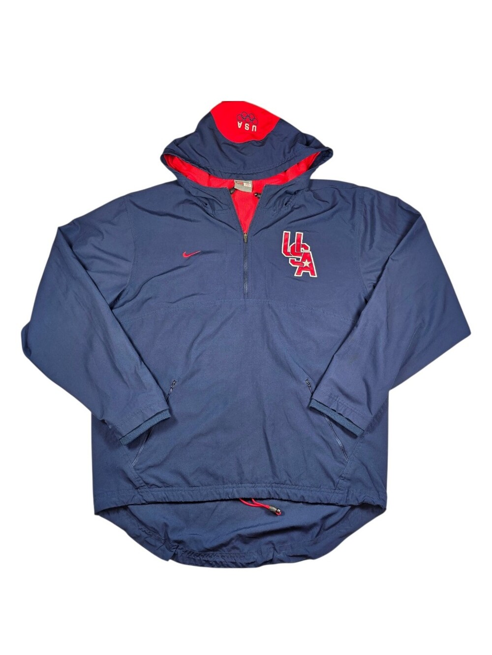 VTG Nike × USA Olympics Blue/Red Quarter-Zip Windbreaker Jacket- Men's Size S